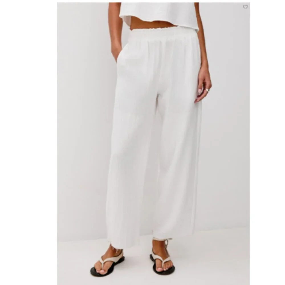 Rails White White Breezy Double Gauze Pants size XS - Picture 2 of 12